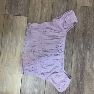 Purple cropped peasant top